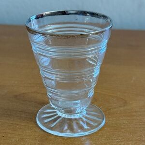Vintage‎ silver rimmed cordial clear glass shot glass